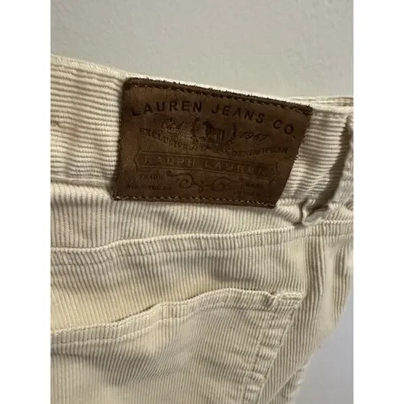 Lauren Jeans Co Ralph Lauren Cream Corduroy Pants Women's Sz 8 Bootcut Academia - Picture 4 of 11